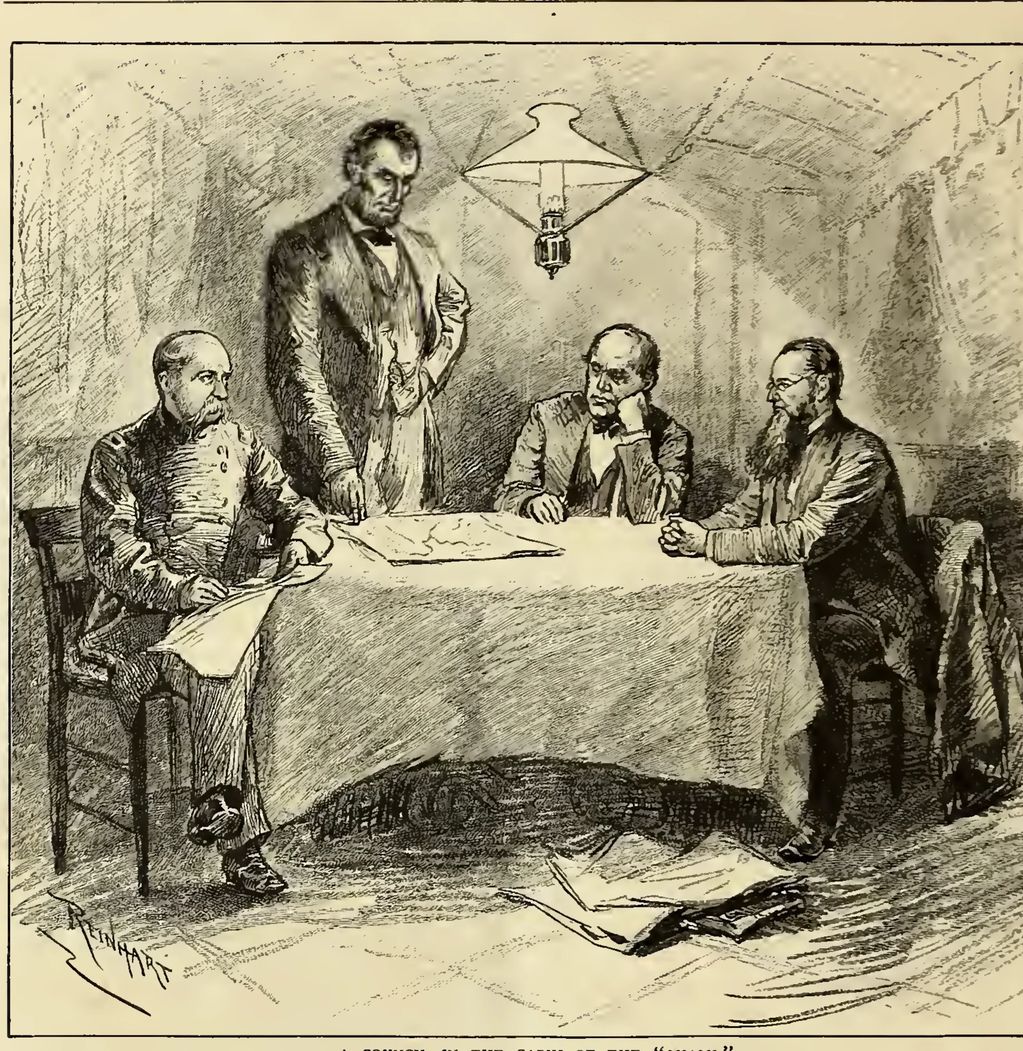 Young General Egbert L. Viele, President Abraham Lincoln, Secretary of Treasury Chase and Secretary