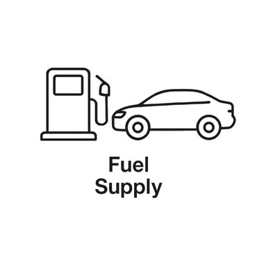 Icon of a car refueling at a gas pump labeled 'Fuel Supply'.