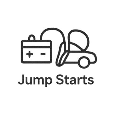 Icon depicting car battery jump starting a vehicle.