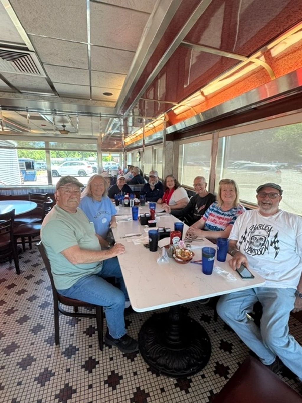 All that hard work on the Adopt A Highway cleanup leaves everyone ready for  lunch.