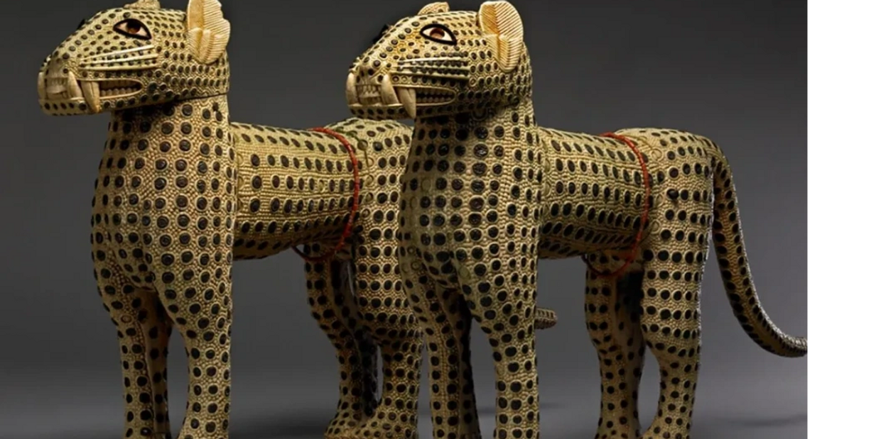 2 Ivory Leopards that stand on both sides of the Benin throne, looted by British soldiers in 1897.