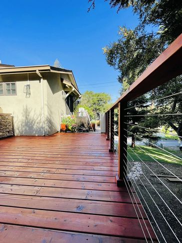 dark brown wooden deck