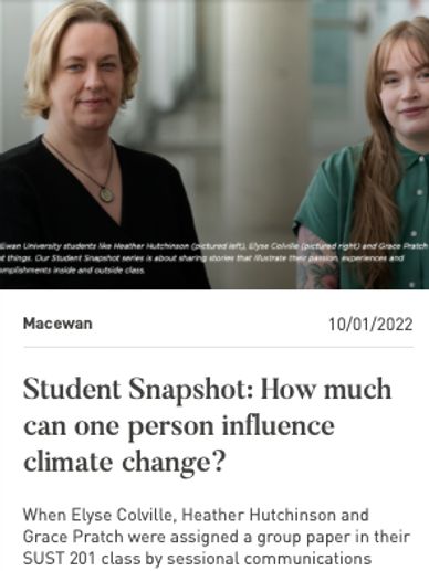 Two students featured in article about individual influence on climate change.