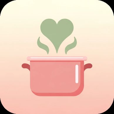 A pink cooking pot with heart-shaped steam rising from it.
