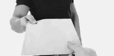 Handing someone a piece of paper. 