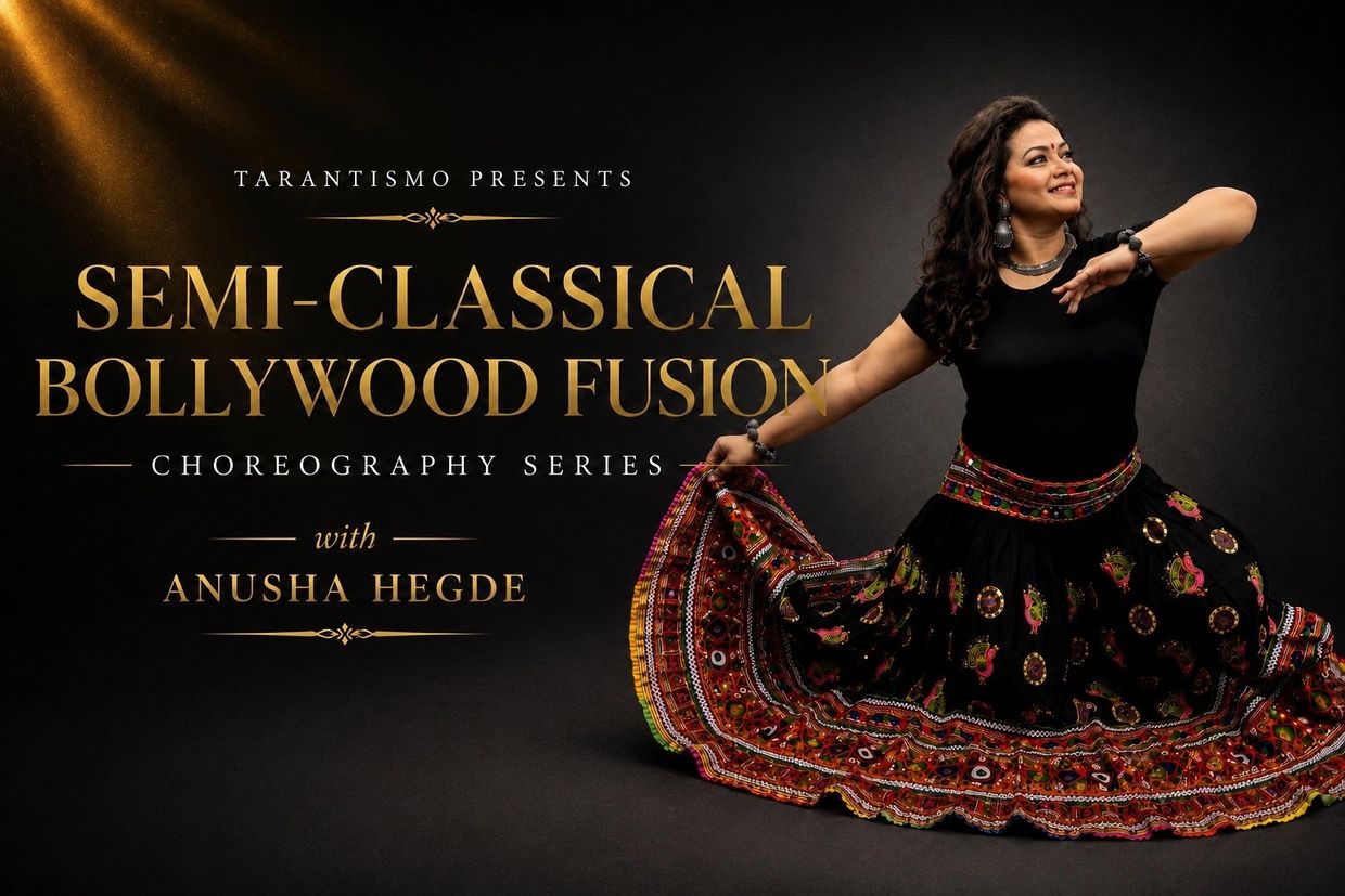 Advertisement for Semi-Classical Bollywood Fusion choreography with Anusha Hegde.