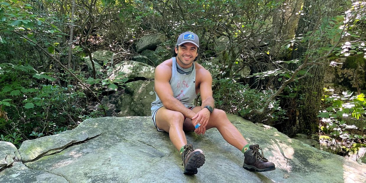 Addy on a rock