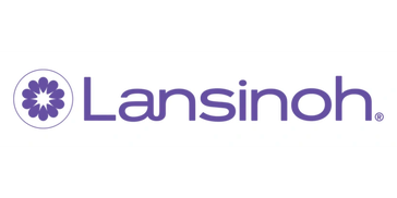 Lansinoh logo with a purple flower icon.