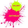 Bright paint splashes with text 'GALLERY' and 'ARTWEAR' in bold colors.