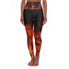 Leggings with a fiery flame design from waist to ankles.