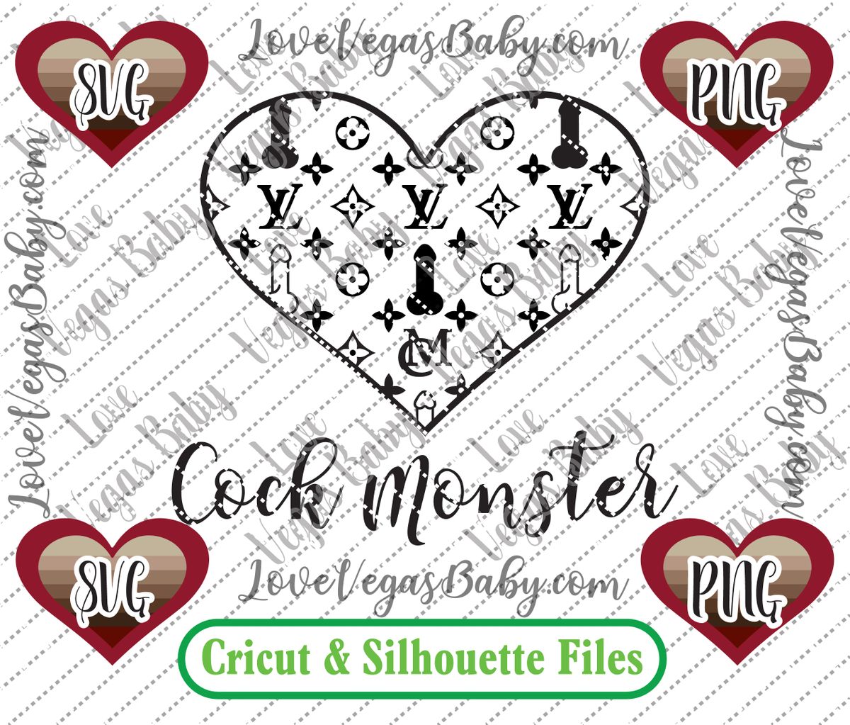 Download Cock Monster Louis Vuitton Inspired Pattern Heart Svg Png