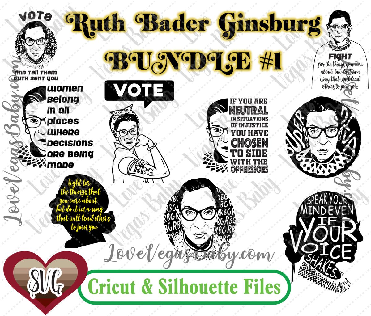 Download Ruth Bader Ginsburg Bundle 1 9 Svgs