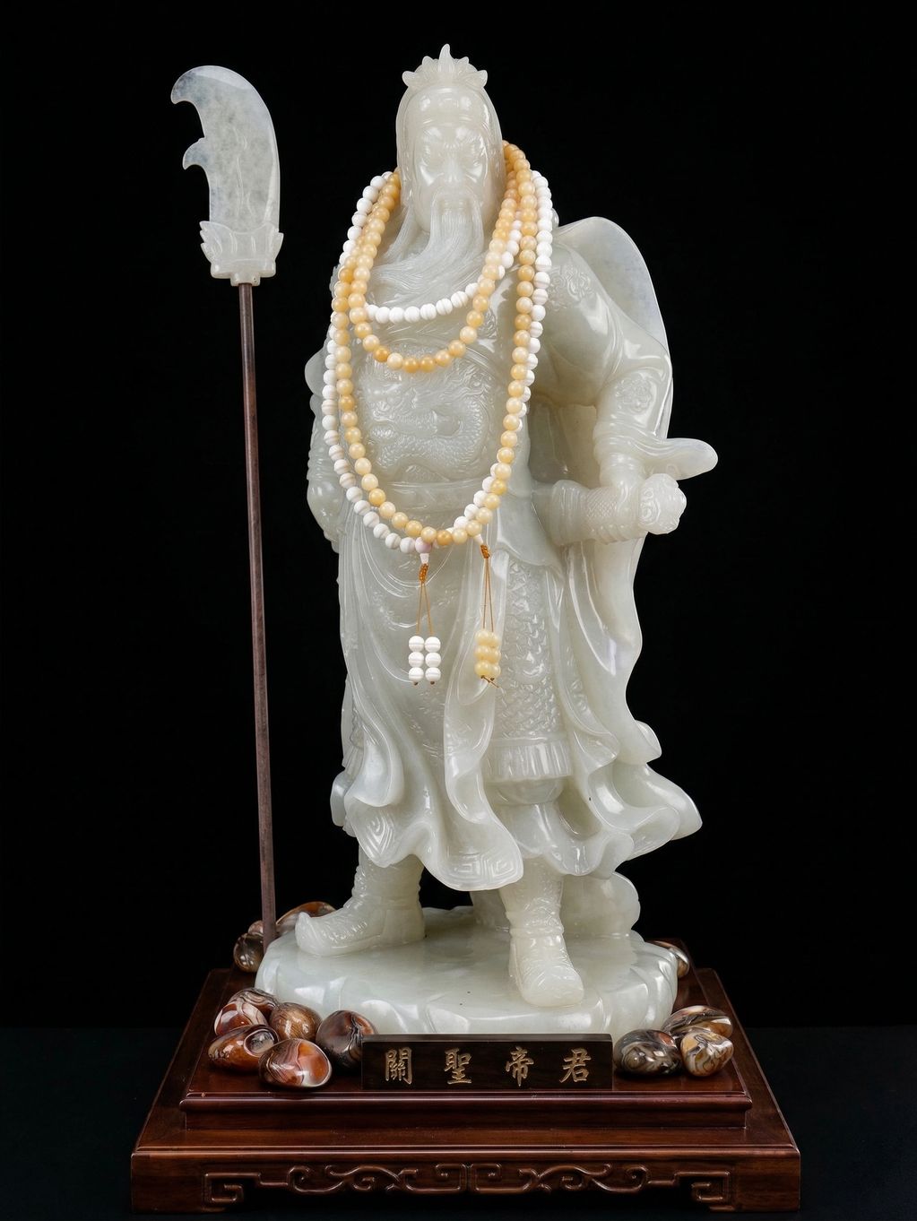 【傳世珍藏】白雪公主料：關聖帝君阿富汗白玉造像

