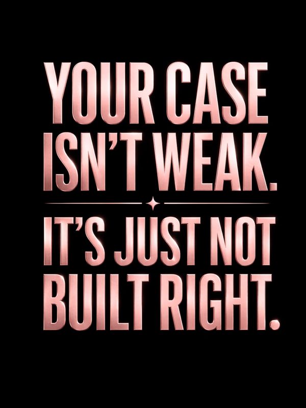Motivational quote about improving your case, not weakness.