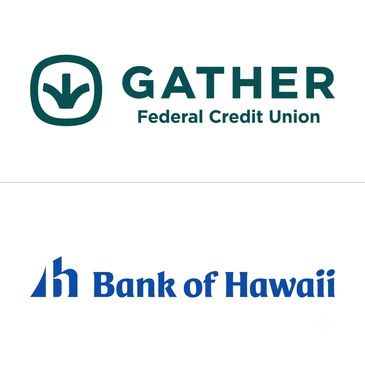 Logos of Gather Federal Credit Union and Bank of Hawaii.