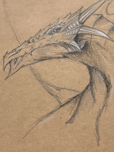 Dragon Sketch
Coloured pencil on toned paper