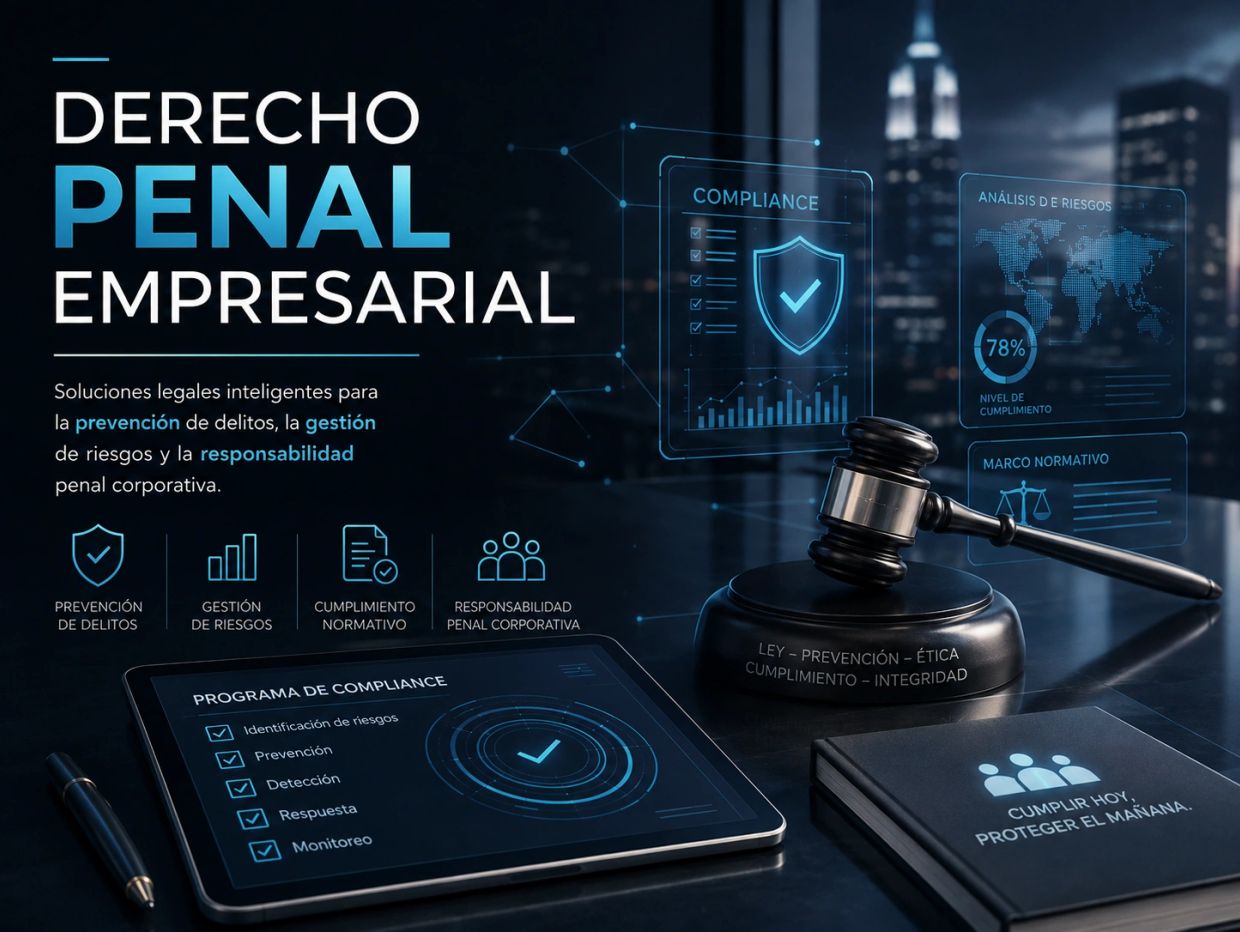 Derecho penal empresarial con enfoque en prevención, gestión y responsabilidad.