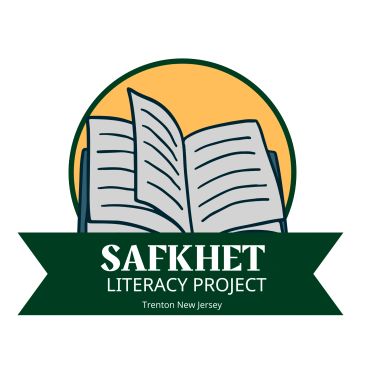 Logo of Safkhet Literacy Project with an open book.