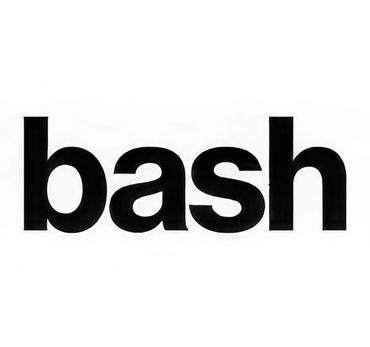 Black bold letters spelling 'bash' on a white background.