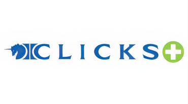 Clicks pharmacy logo with a rhino and a green plus symbol.