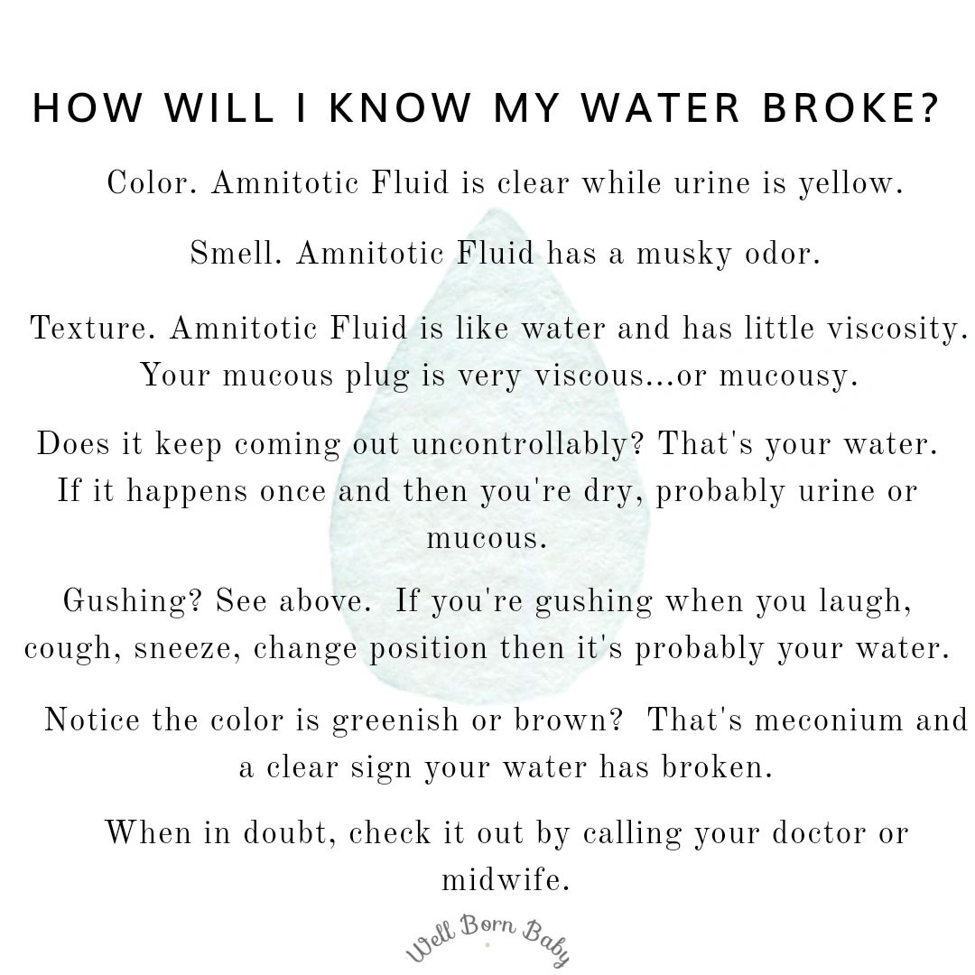 WHAT TO DO IF YOUR WATER BREAKS  Am I leaking Amniotic Fluid or
