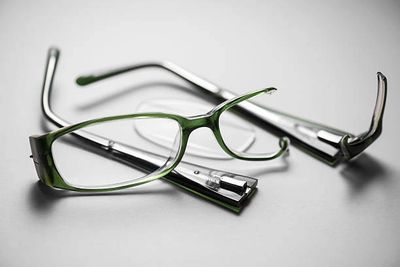 Broken eyeglasses with missing lenses