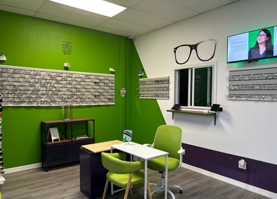 Houston Eyeglass Repair Guys customer lobby displaying eyeglass and service window.