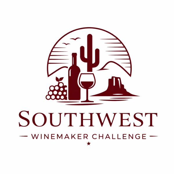 Logo for Southwest Winemaker Challenge with desert and wine elements.