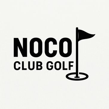 Logo for NOCO Club Golf with a flagstick and hole.