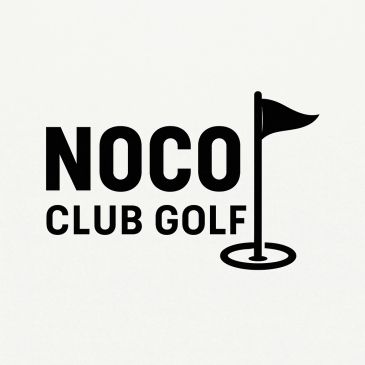 Logo for NOCO Club Golf with a flagstick and hole.