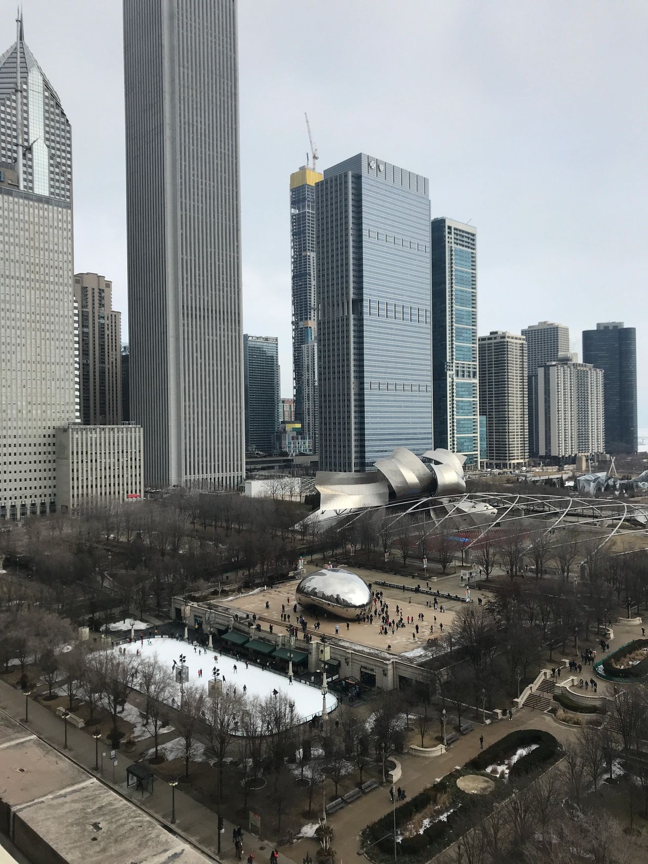 The view of Millennium Park from the rooftop