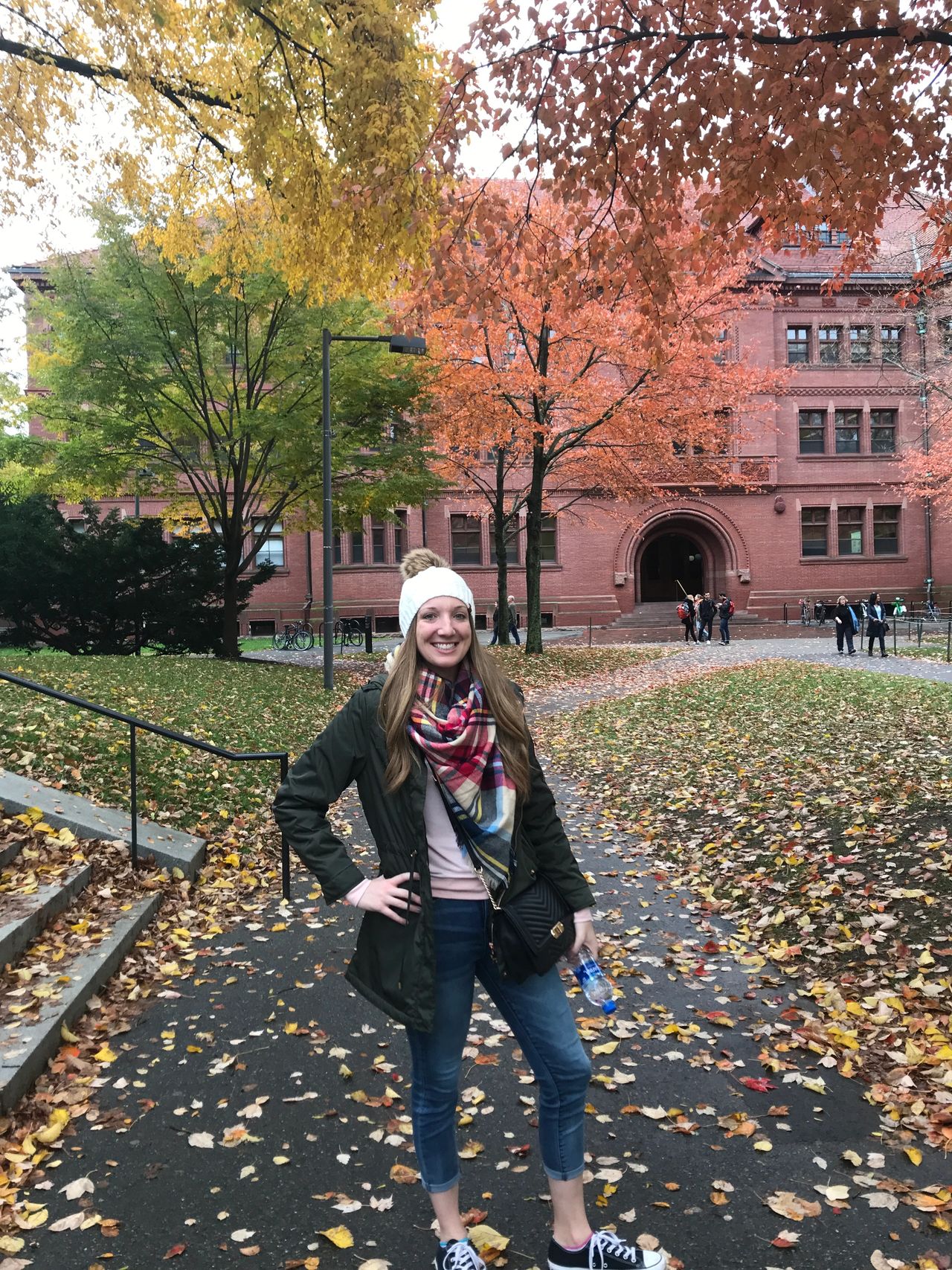 Posing in front of Sever Hall