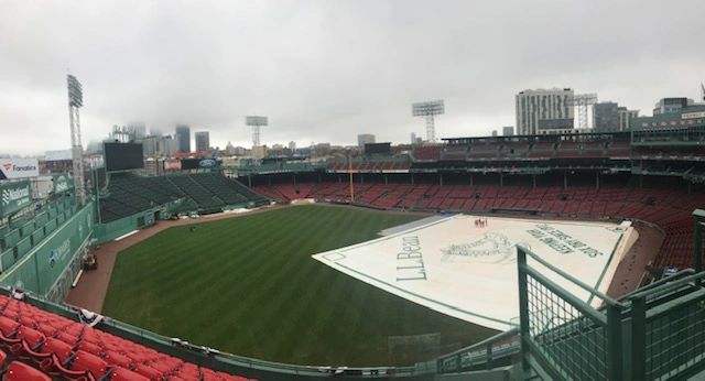 A view of Fenway Park taken on the Green Monster