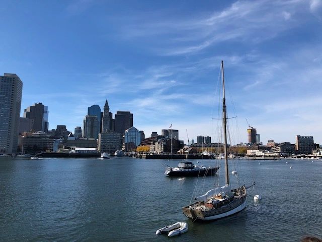 A view of the city skyline from Boston Harbor