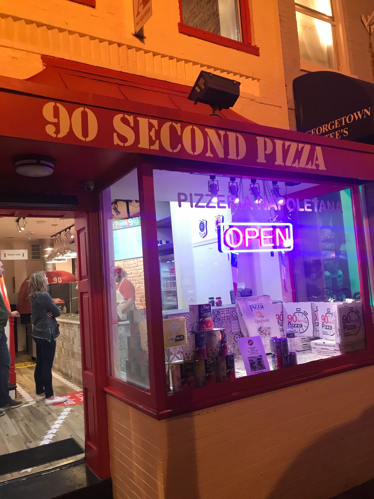 An exterior shot of 90 Second Pizza