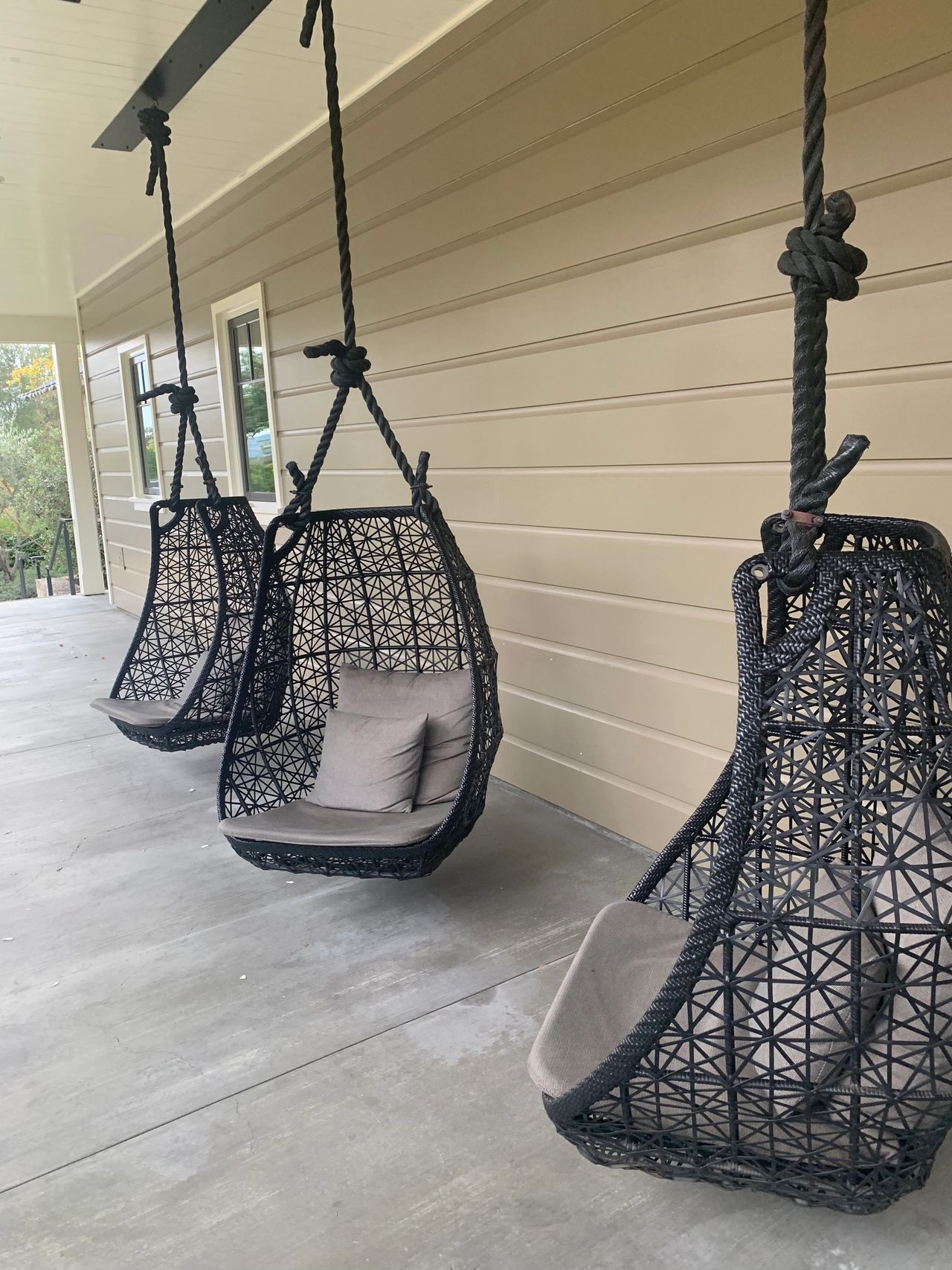Swing chairs on the patio