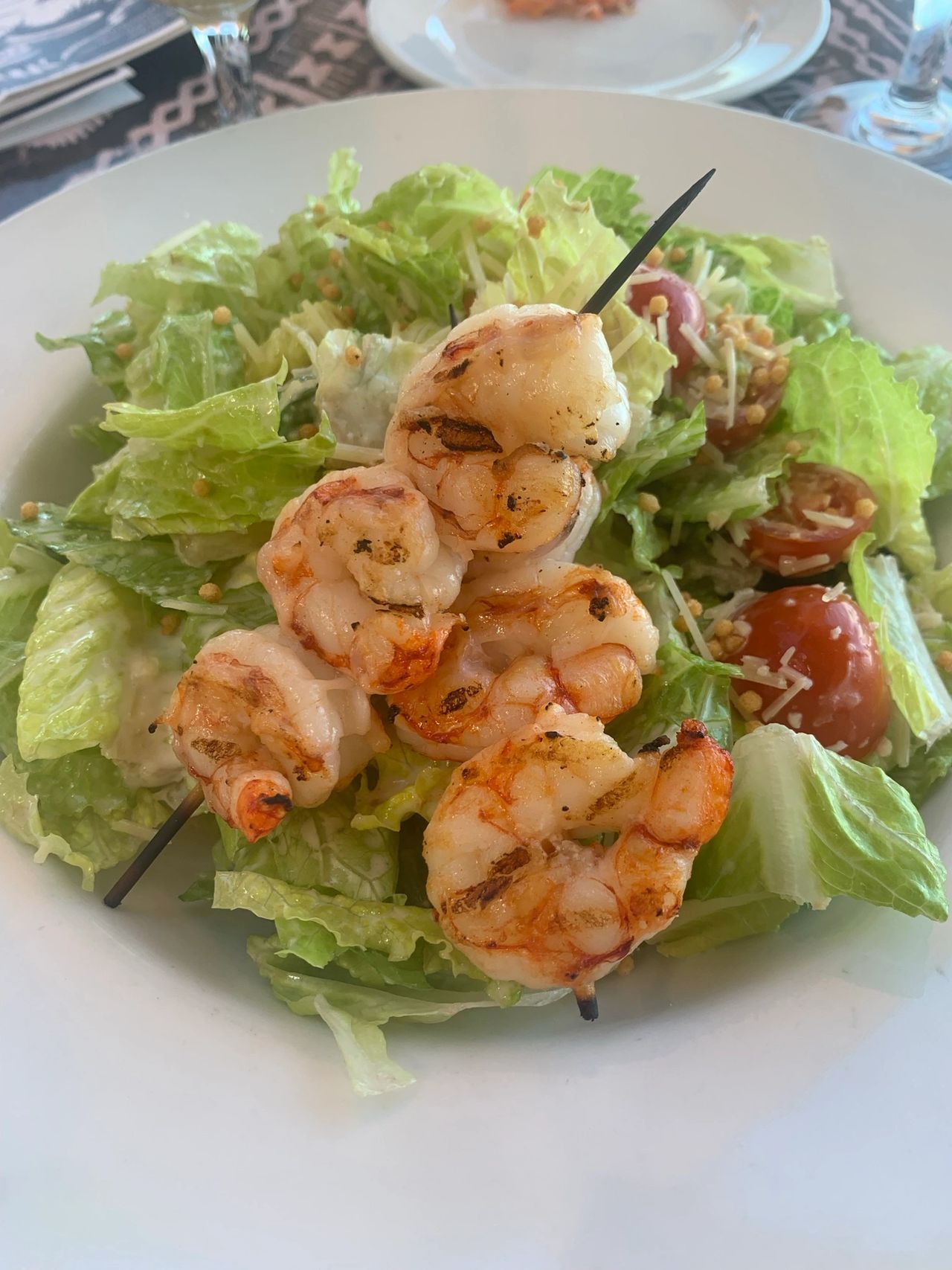 The Thai Caesar Salad with Shrimp Skewer