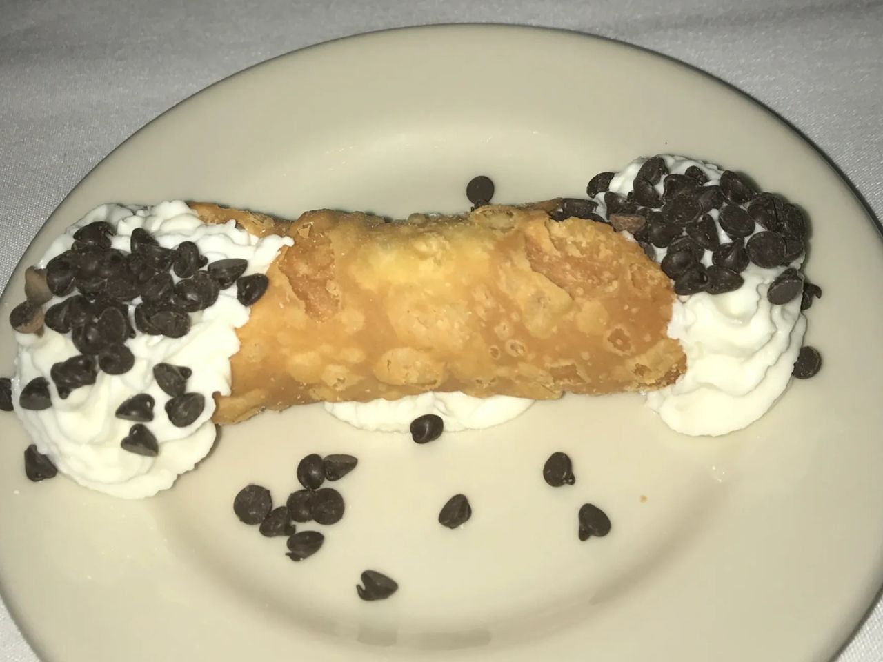 Chocolate chip cannoli for dessert