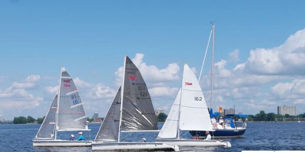 Three sail boats racing