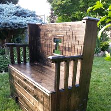 Custom Deacons Bench- designed and created for a new family themed on their surname initial.