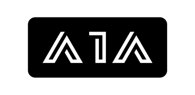 Minimalist stylized AIA logo in white on black background.
