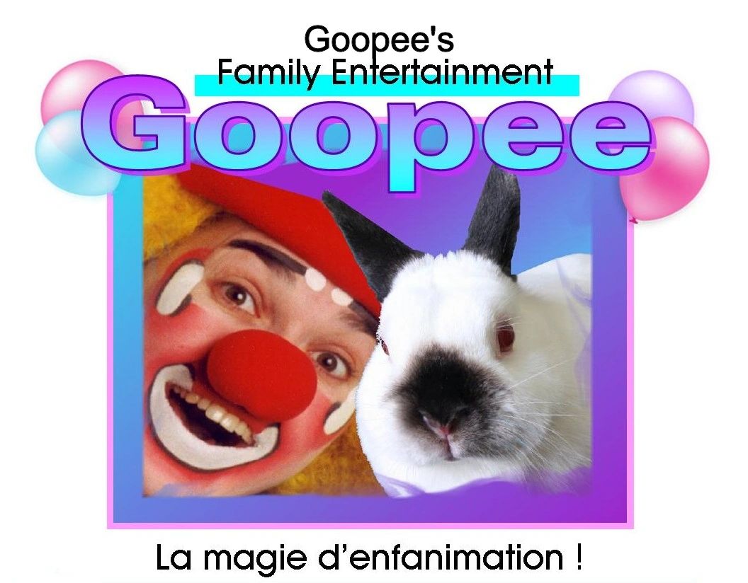 Goopee Entertainment, clown, bunny, maquillage, sculptures de ballons et magie pour enfants -children's magic shows - clown services - balloon twisting - face painting - magic show