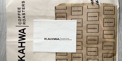 Custom printed paper bags and coordinated coffee packaging