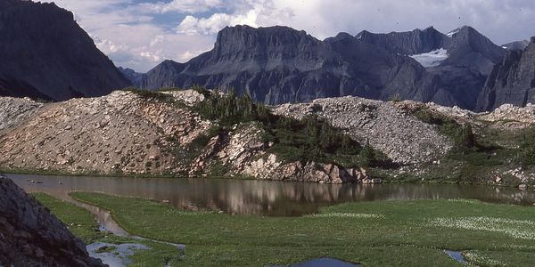 A till dammed pond in a high alpine, recently glaciated terrain, Yoho National Park, BC