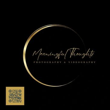 Elegant gold crescent logo with 'Meaningful Thoughts' for photography and videography.