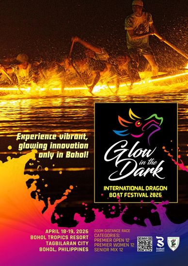 Vibrant glow-in-the-dark dragon boat race at Bohol Tropics Resort, April 2026.