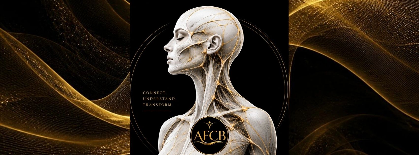Stylized human profile with glowing neural connections and AFCB logo.