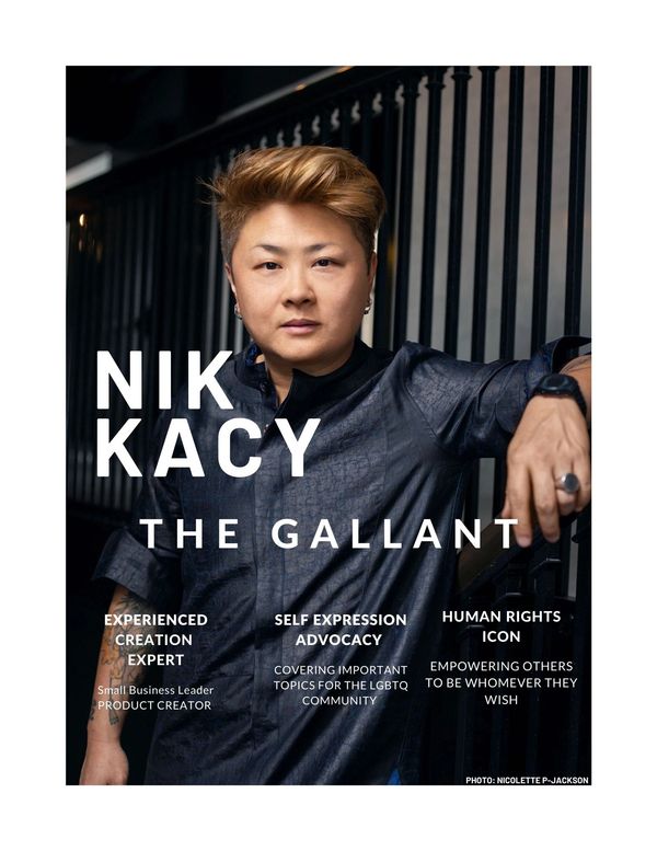 NiK Kacy, Equality Fashion Week,  in "The Social Good Magazine Volume 2." Kristen Thomasino 