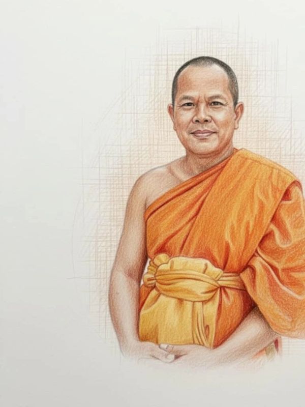 ภาพวาดพระภิกษุสงฆ์สวมชุดสีส้ม