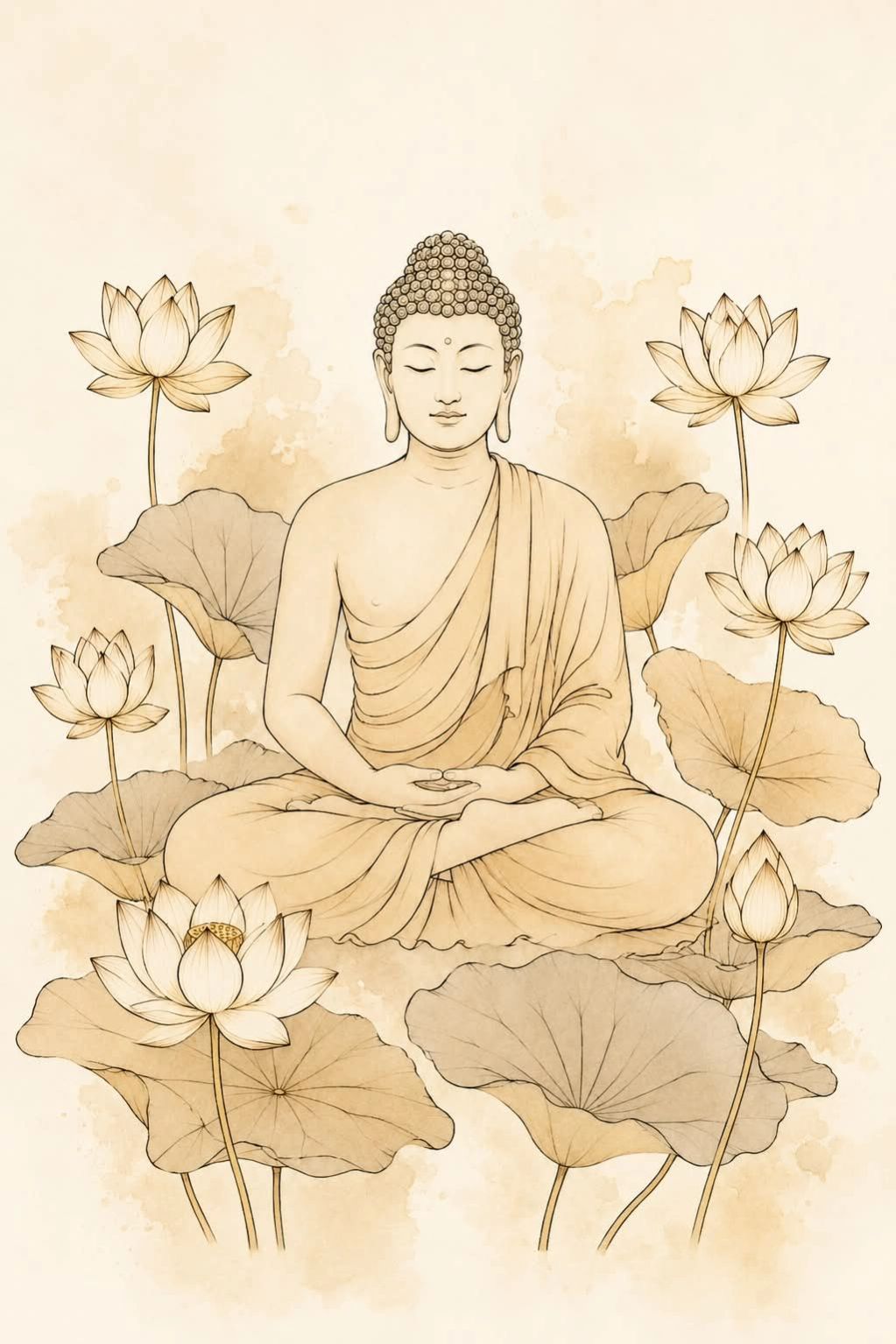 ภาพวาดพระพุทธเจ้ากับดอกบัว